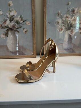 Delicious Metallic Gold Open-Toe Stiletto Sandals